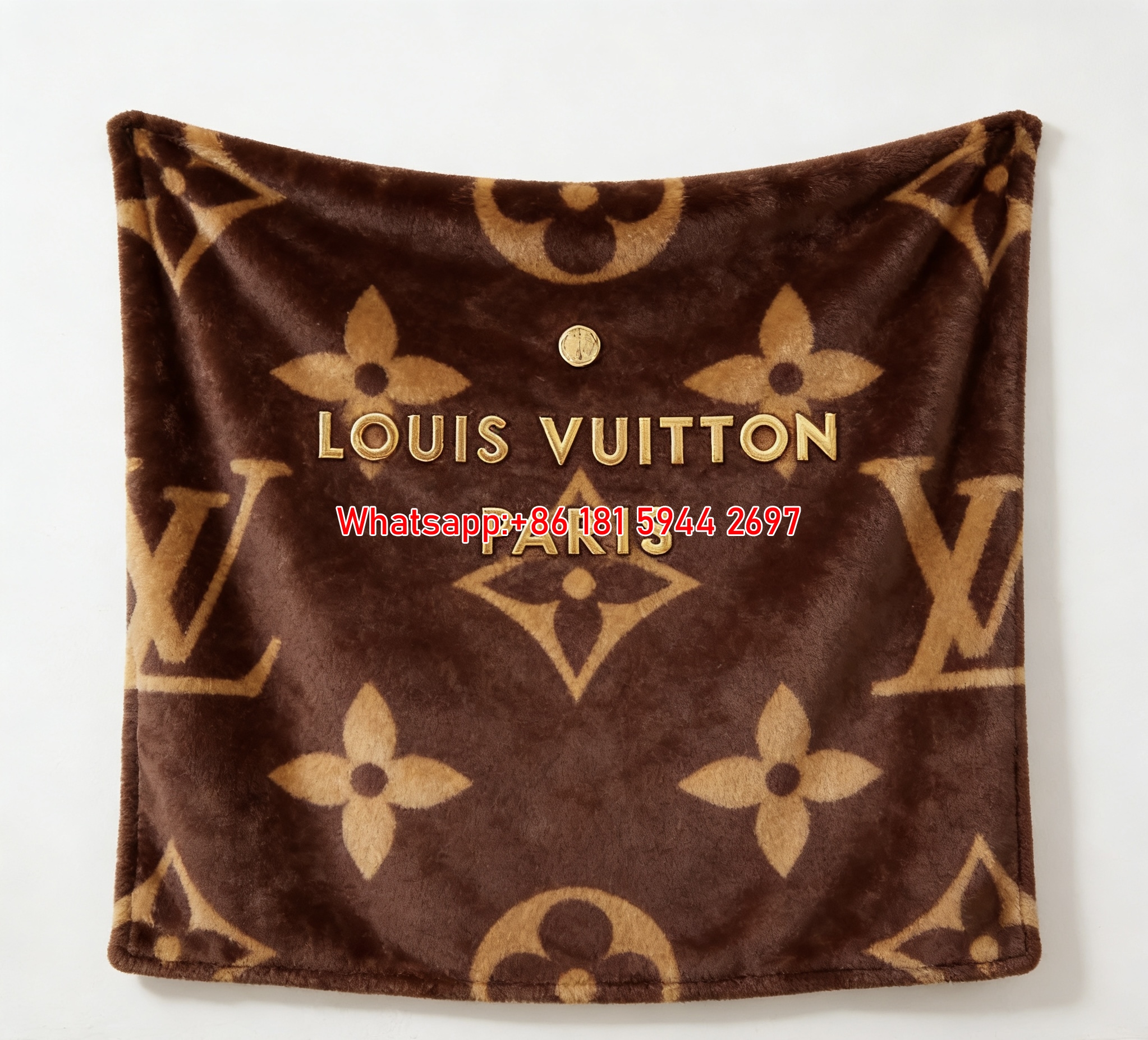 LV Classic Monogram Blanket Brown LV Paris Throw 056